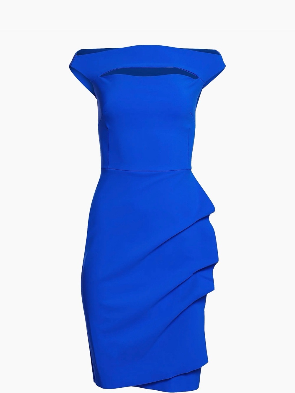 Chiara Boni Elegant Royal Blue Off-Shoulder Sheath Dress L